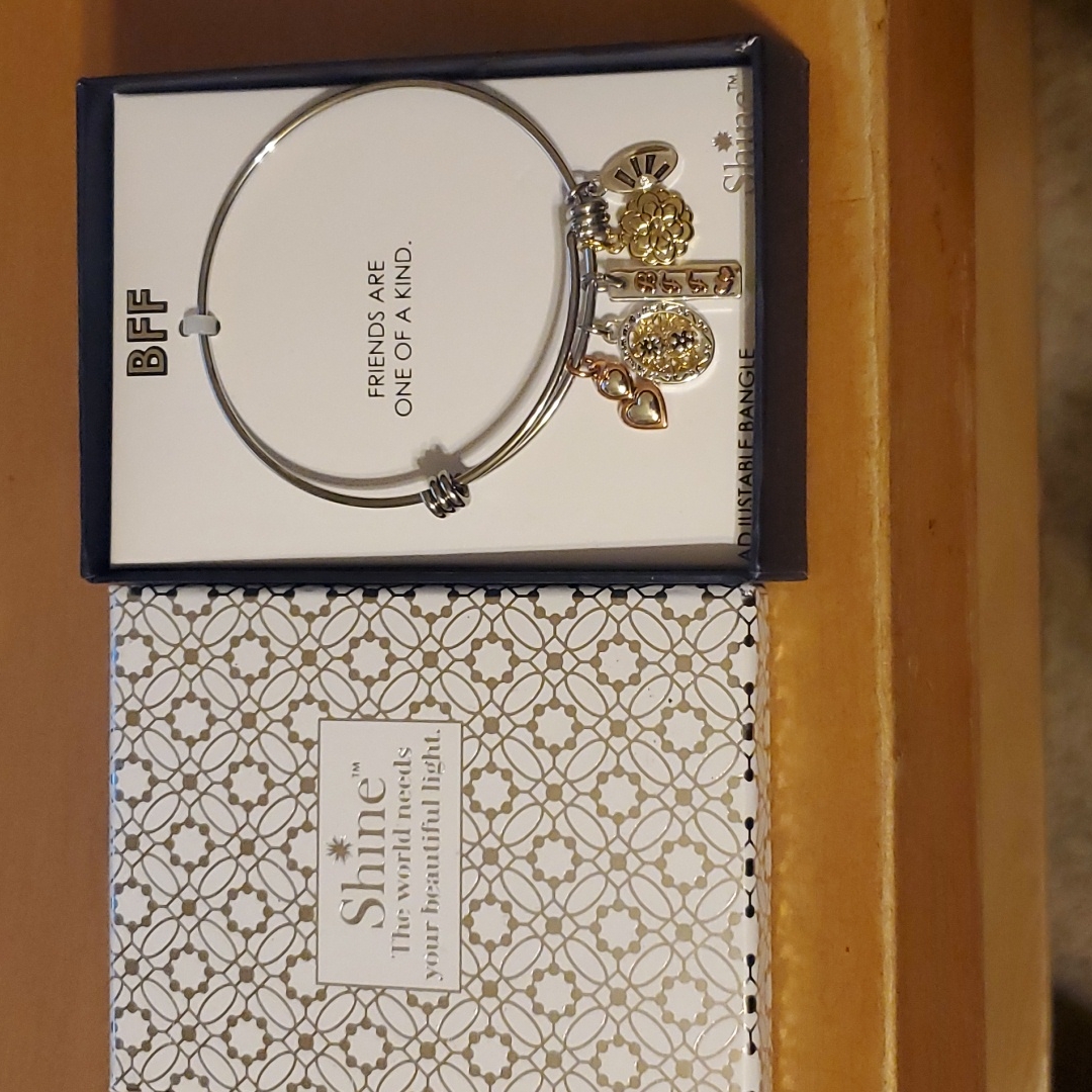New Bff Adjustable Bangle Bracelet With Charms
